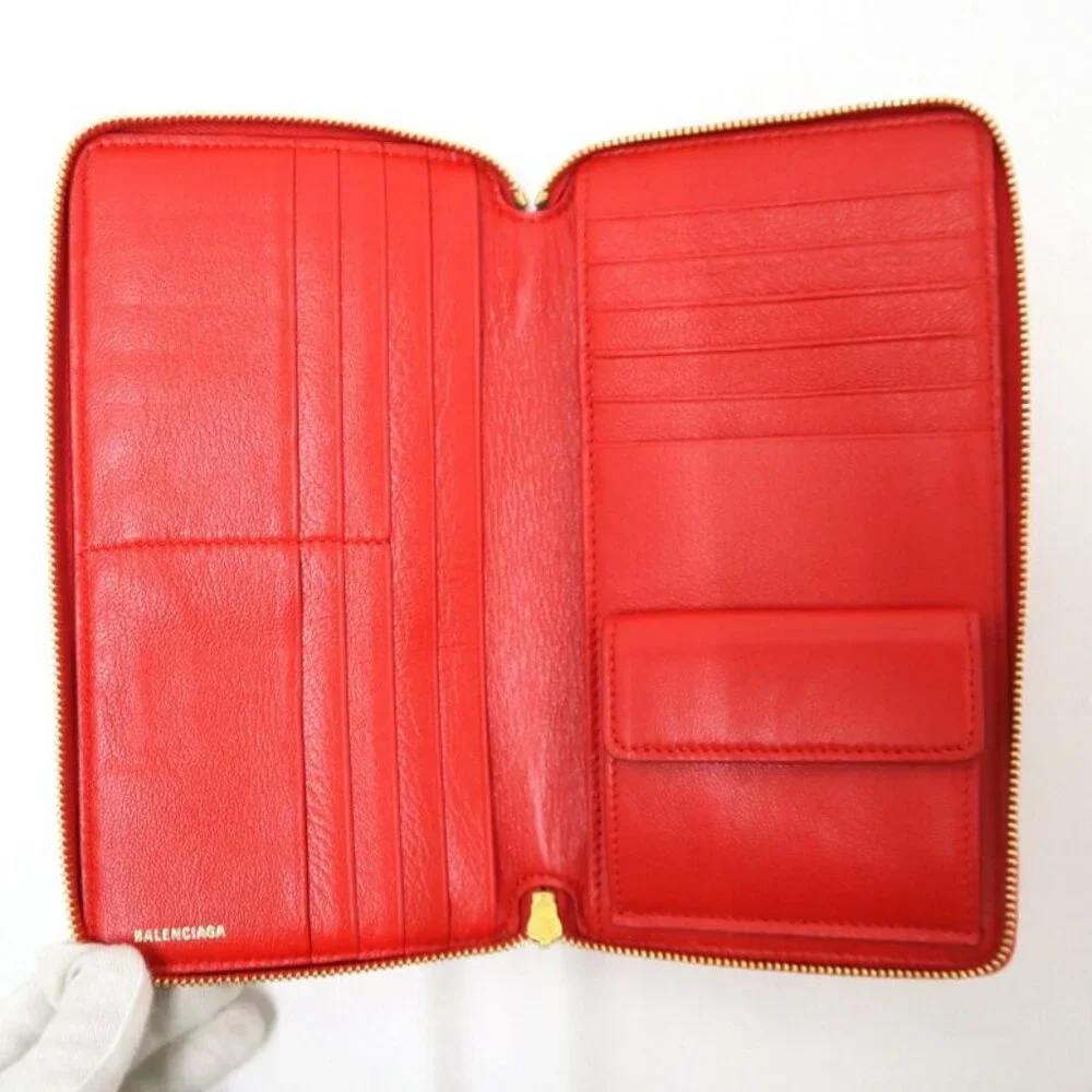Balenciaga Wallet Patent Leather Red Gold :red - Picture 4 of 6